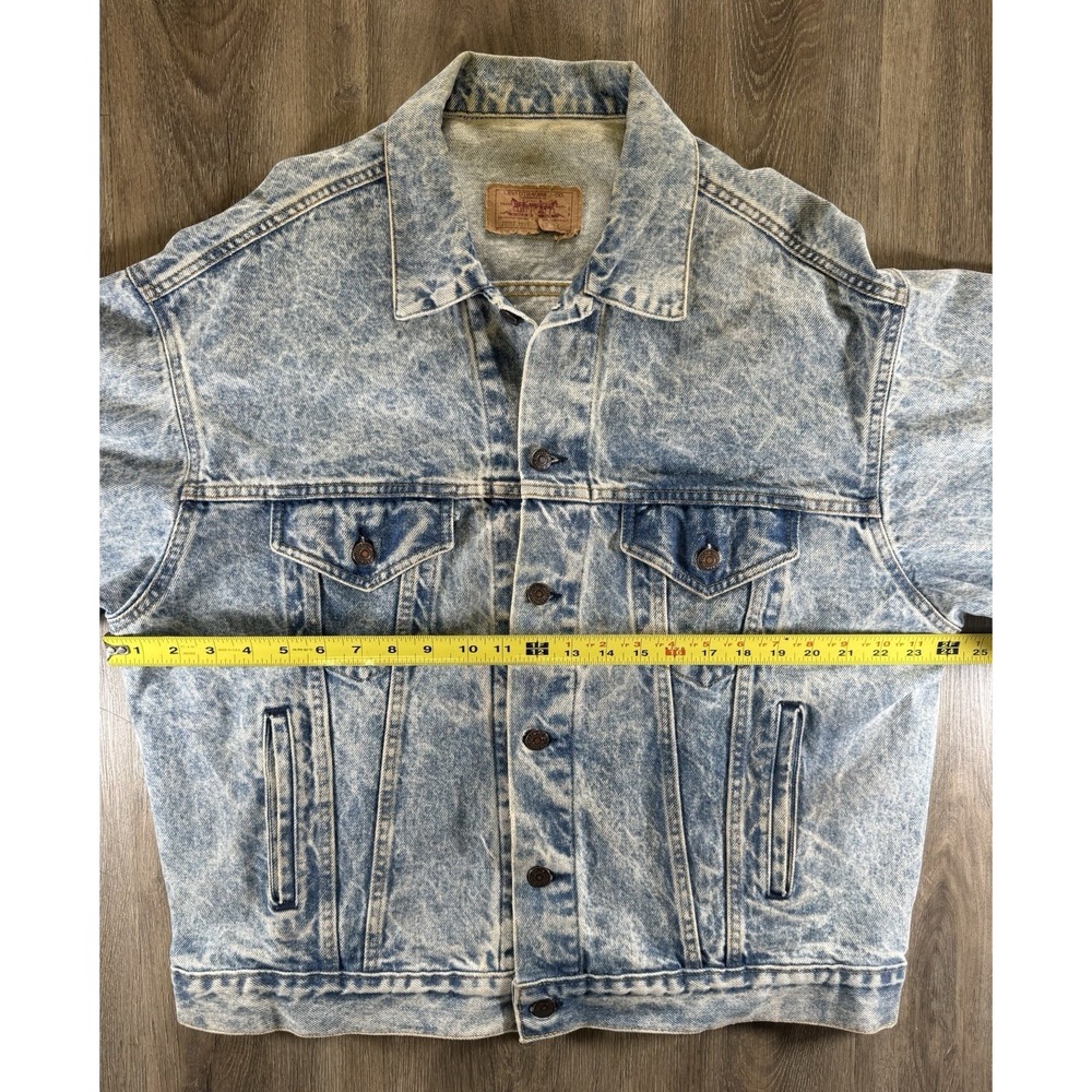 Vintage 80s Levi's 70507 Acid Wash Denim Trucker Jacket Made in USA Size Large - Picture 9 of 11